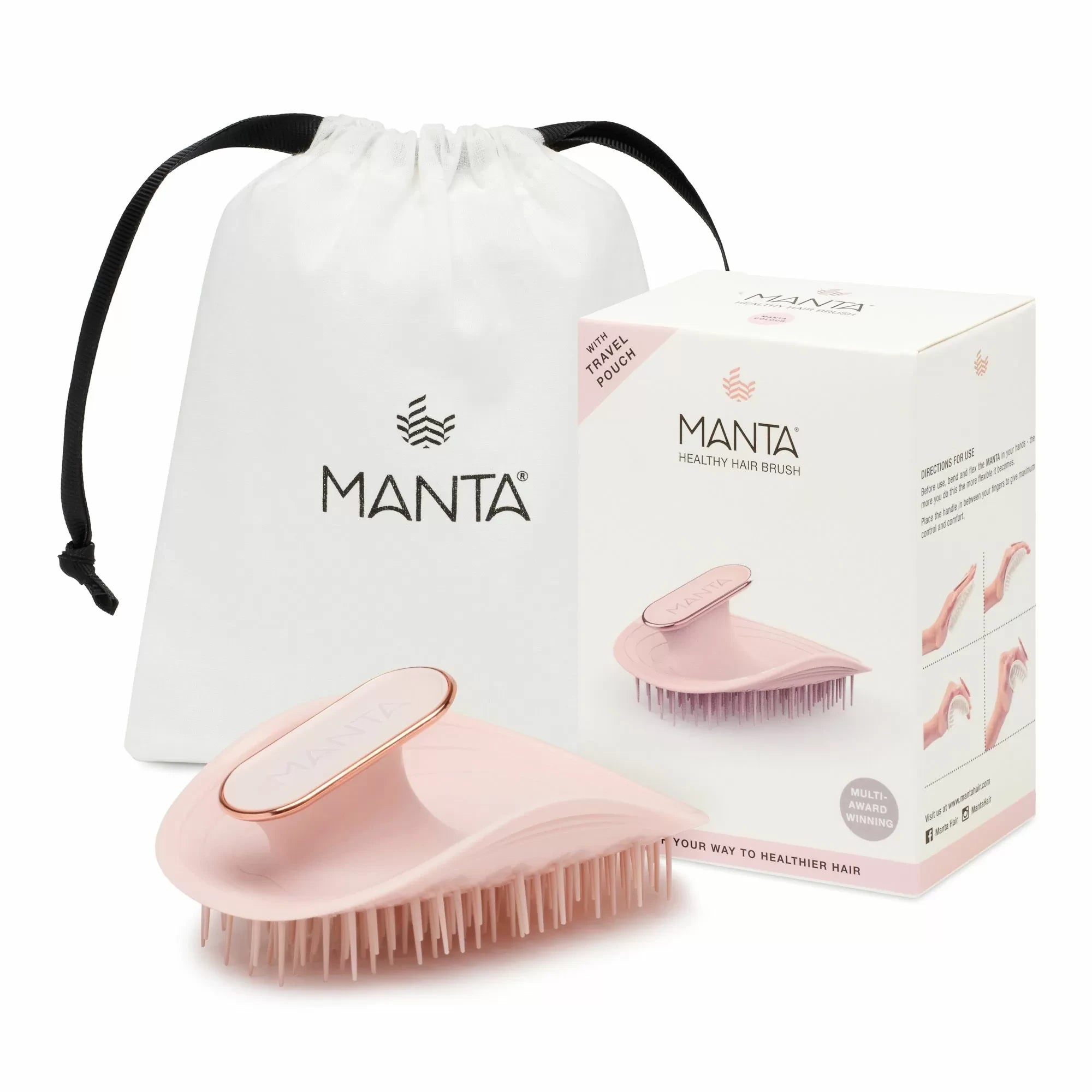 Manta Healthy Hair Brush - Pink/Rose Gold